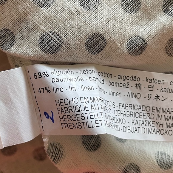 Zara linen shortsleeved bow detail polka dot cream & black button back top large - Picture 9 of 9